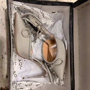 Aqua Sparkling Silver Heels